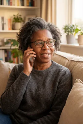 Patient speaking on the phone